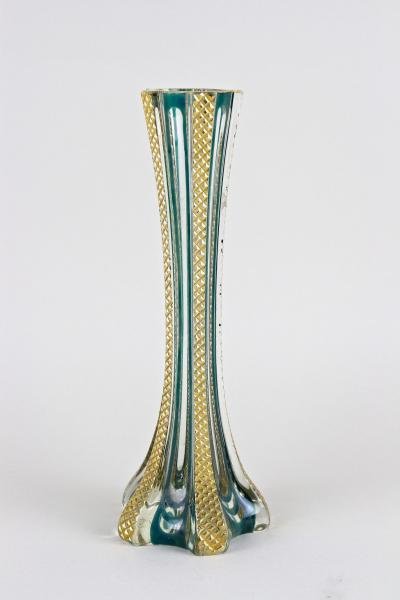 20th Century Murano Glass Vase With Green And Gilt Accents Italy ca 1930