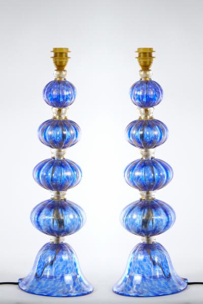 20th Century Murano Venetian Glass Gold Flecks Table Lamps