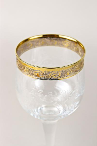 20th Century Murano Wine Glasses With Gold Rim Set Of 6 Italy ca 1940