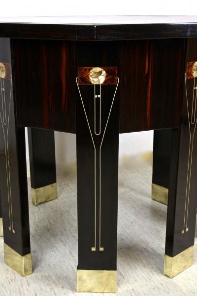 20th Century Octagonal Art Nouveau Table Mother Of Pearl Inlays AT ca 1905