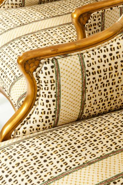 20th Century Pair of Giltwood Frame Bergeres Chairs Side Armchairs