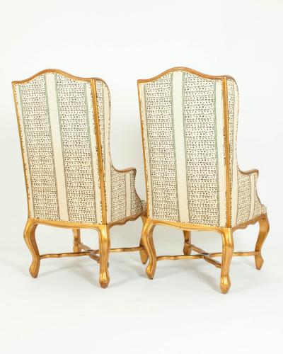 20th Century Pair of Giltwood Frame Bergeres Chairs Side Armchairs