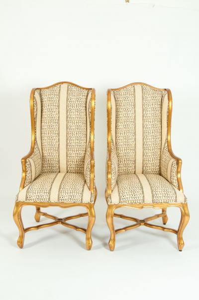20th Century Pair of Giltwood Frame Bergeres Chairs Side Armchairs