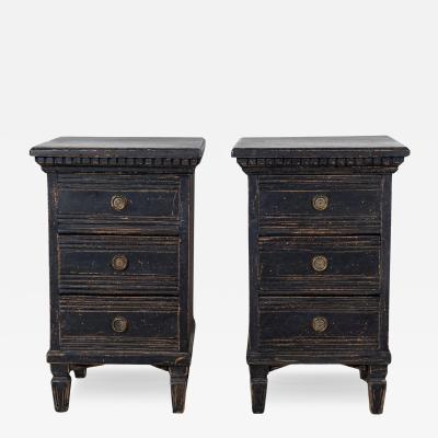 20th Century Pair of Scandinavian Black Painted Bedside Tables