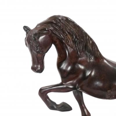 20th Century Patinated Bronze Decorative Sculpture of Horse Square Base