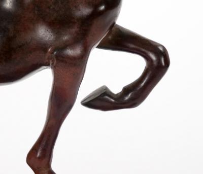 20th Century Patinated Bronze Decorative Sculpture of Horse Square Base