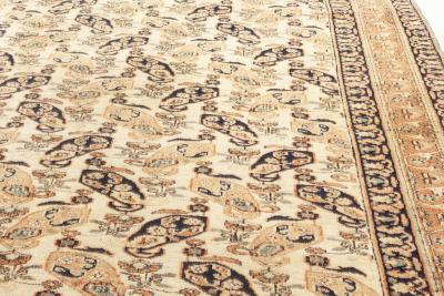 20th Century Persian Tabriz Beige Blue Green Orange Handmade Wool Rug