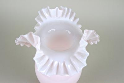 20th Century Pink Art Nouveau Glass Vase Frilly Edge Austria circa 1900