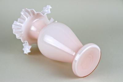 20th Century Pink Art Nouveau Glass Vase Frilly Edge Austria circa 1900