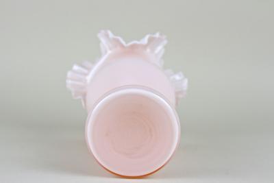 20th Century Pink Art Nouveau Glass Vase Frilly Edge Austria circa 1900