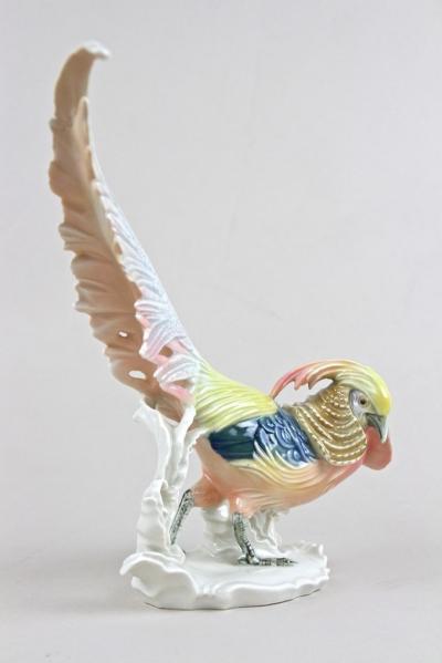 20th Century Porcelain Figurine Golden Pheasant by F Karl Ens Germany ca 1920