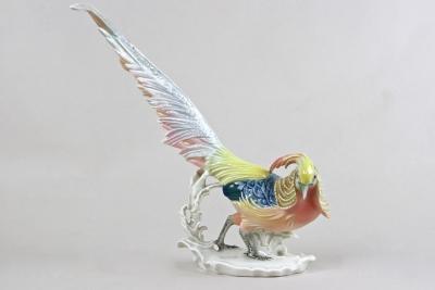 20th Century Porcelain Figurine Golden Pheasant by F Karl Ens Germany ca 1920