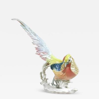 20th Century Porcelain Figurine Golden Pheasant by F Karl Ens Germany ca 1920