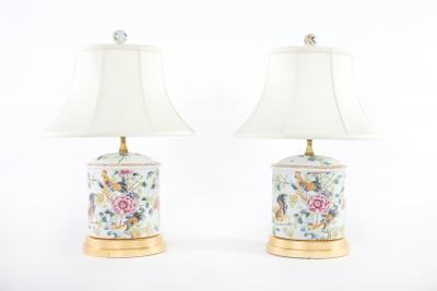 20th Century Porcelain Gilt Wood Base Lamps
