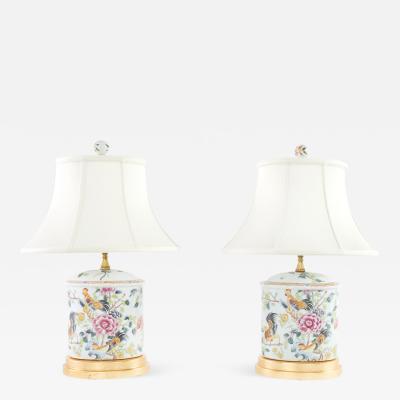 20th Century Porcelain Gilt Wood Base Lamps