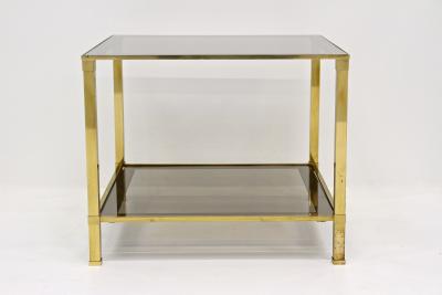 20th Century Regency Brass Side Table Smoked Glass Italy ca 1970