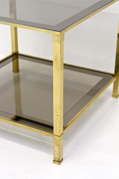 20th Century Regency Brass Side Table Smoked Glass Italy ca 1970