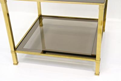 20th Century Regency Brass Side Table Smoked Glass Italy ca 1970