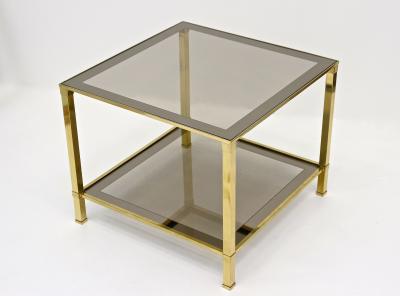 20th Century Regency Brass Side Table Smoked Glass Italy ca 1970