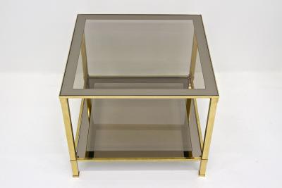 20th Century Regency Brass Side Table Smoked Glass Italy ca 1970