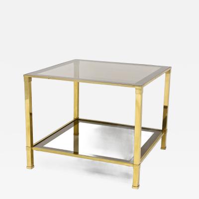 20th Century Regency Brass Side Table Smoked Glass Italy ca 1970