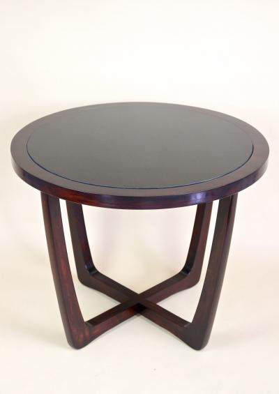20th Century Round Art Deco Coffee Table With Black Glass Plate CZ ca 1920s
