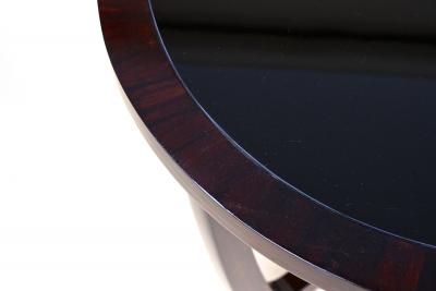20th Century Round Art Deco Coffee Table With Black Glass Plate CZ ca 1920s