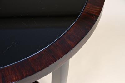20th Century Round Art Deco Coffee Table With Black Glass Plate CZ ca 1920s