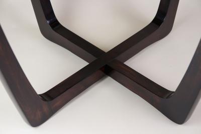 20th Century Round Art Deco Coffee Table With Black Glass Plate CZ ca 1920s