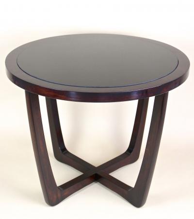 20th Century Round Art Deco Coffee Table With Black Glass Plate CZ ca 1920s