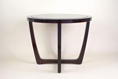 20th Century Round Art Deco Coffee Table With Black Glass Plate CZ ca 1920s