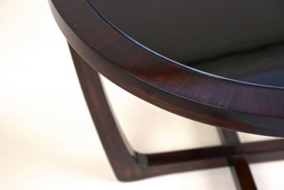 20th Century Round Art Deco Coffee Table With Black Glass Plate CZ ca 1920s