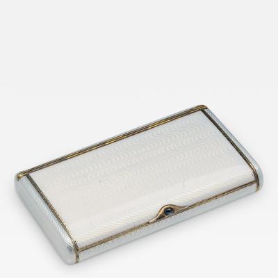 20th Century Russian Silver Gilt Enamel Sapphire Cigarette Case c 1910