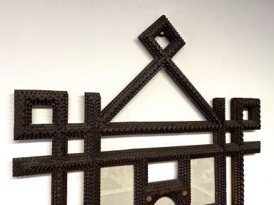 20th Century Rustic Tramp Art Photo Frame Handcarved Austria circa 1900