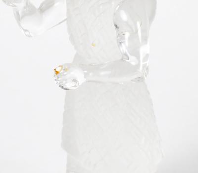 20th Century Saint Louis French Crystal Figurative Sculpture Orange Glass Disc
