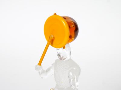 20th Century Saint Louis French Crystal Figurative Sculpture Orange Glass Disc