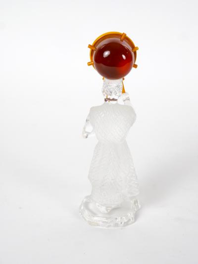 20th Century Saint Louis French Crystal Figurative Sculpture Orange Glass Disc