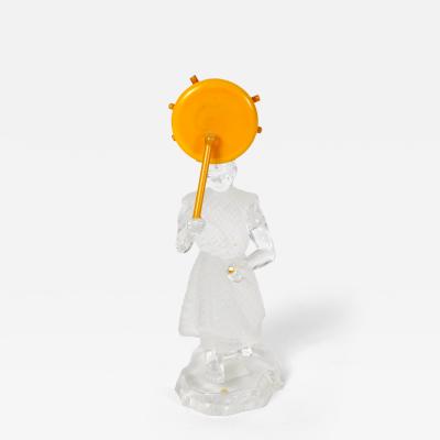 20th Century Saint Louis French Crystal Figurative Sculpture Orange Glass Disc