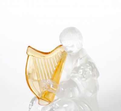 20th Century Saint Louis French Crystal Sculpture of a Woman Playing a Harp