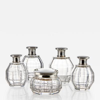 20th Century Set of Silver Art Deco Perfume Bottles France Circa 1920