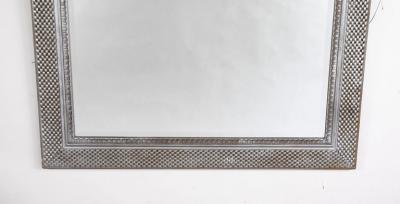 20th Century Silvered Basketweave Console Mirror with Beveled Plate