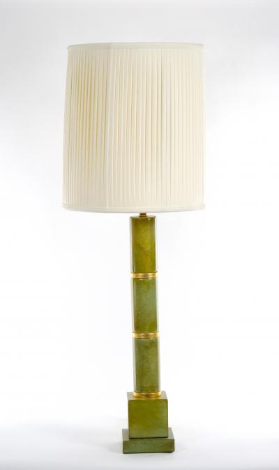 20th Century Tall Pair Green Jade Art Deco Style Table Lamp