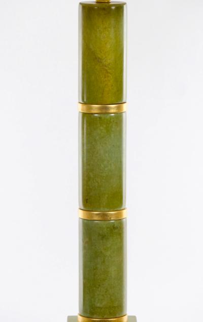 20th Century Tall Pair Green Jade Art Deco Style Table Lamp