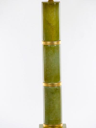 20th Century Tall Pair Green Jade Art Deco Style Table Lamp