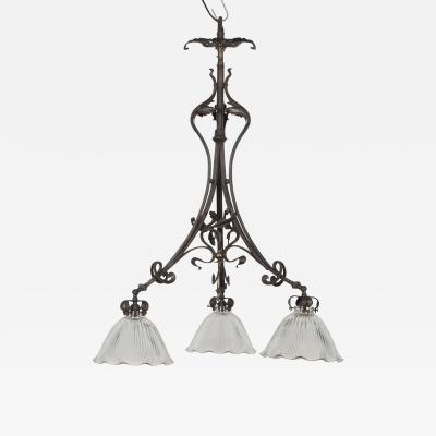 20th Century Three Branch Iron Ceiling Light