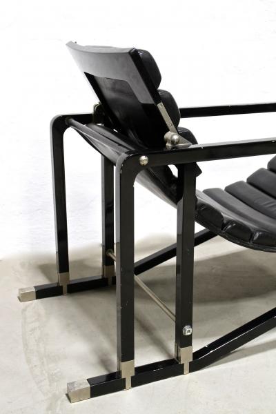 20th Century Transat Chair Design Eileen Gray 1927 Black Leather FR ca 1975