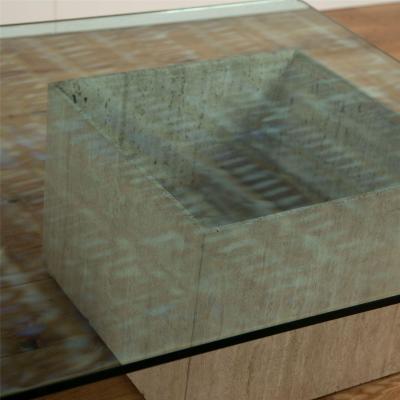 20th Century Travertine Coffee Table With Glass Top