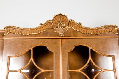 20th Century Two Parts Burlwood Hutch or China Cabinet