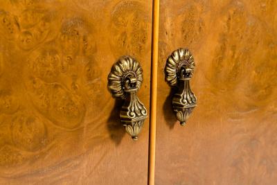 20th Century Two Parts Burlwood Hutch or China Cabinet