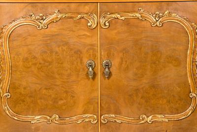 20th Century Two Parts Burlwood Hutch or China Cabinet